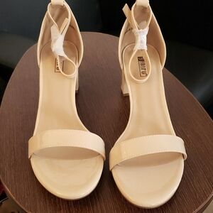 IDIFU Nude Patent PU 3 Inch Heel Sandals for Women size 11